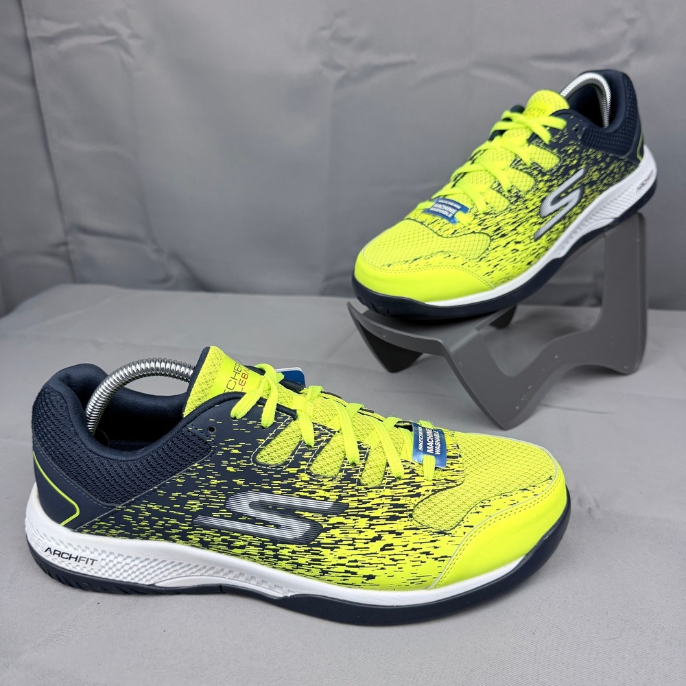 Skechers Viper Court Pickleball Shoes Mens 9 Yellow Navy Arch Fit 246070 YLNV